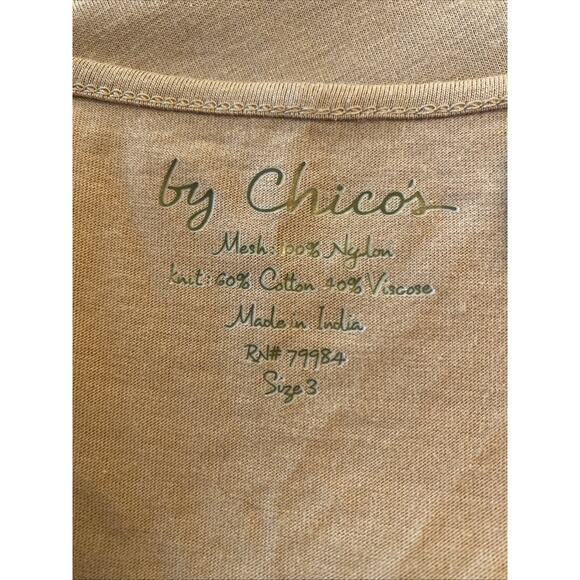 Chicos Size 2 US L 12/14 Tank Open Cardigan Sweater Set Camel Beige Sequin 2pcs - Picture 10 of 16